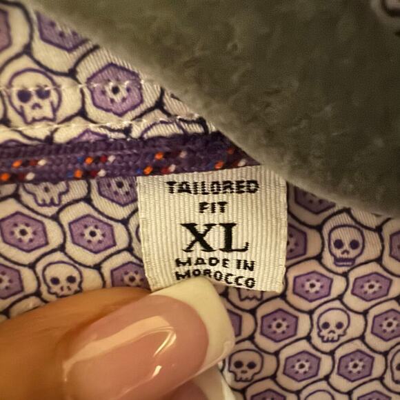 Robert Graham Tailored Fit Skull Cotton Button Up Men’s Shirt Purple Size XL - Picture 7 of 8